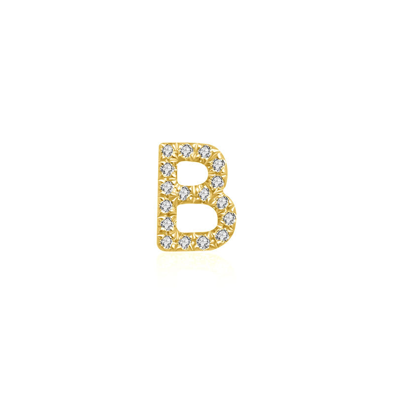 18k Gold Initial Letter "B" Diamond Pendant - Genevieve Collection