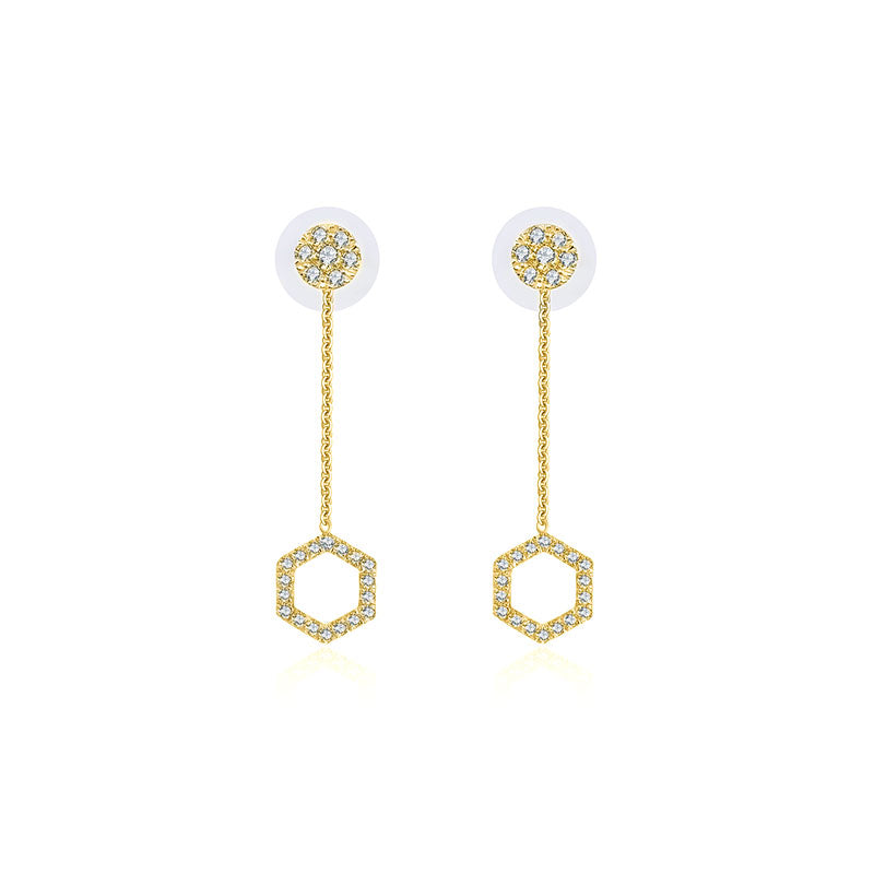 18k Gold 2 ways Hexagonal Diamond Earring - Genevieve Collection