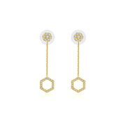 18k Gold 2 ways Hexagonal Diamond Earring - Genevieve Collection