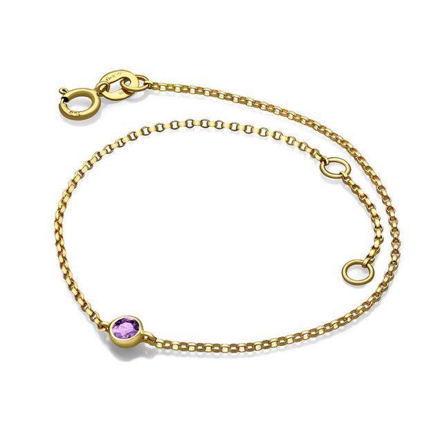 18k Gold June Birthstone Light Amethyst Bracelet - Genevieve Collection