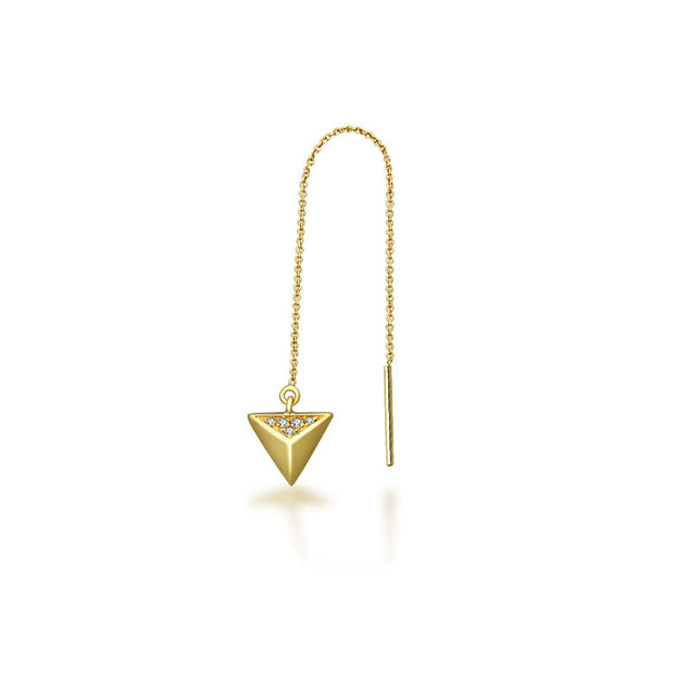 18k Gold Triangle Shape Chain Diamond Earring - Genevieve Collection