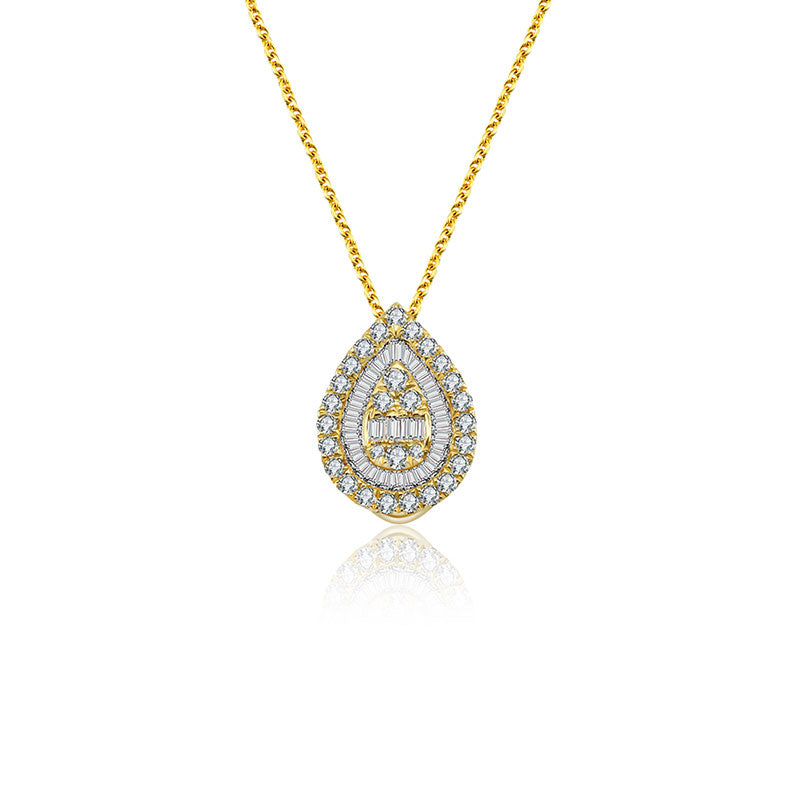 18k Gold 2 ways Drop Shape Diamond Necklace - Genevieve Collection