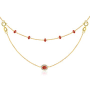 18k Gold 2 Ways By The Yard Ruby Bead Necklace - Genevieve Collection