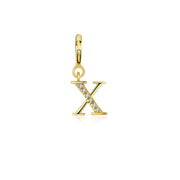 18k Gold Letter "X" Diamond Charms - Genevieve Collection