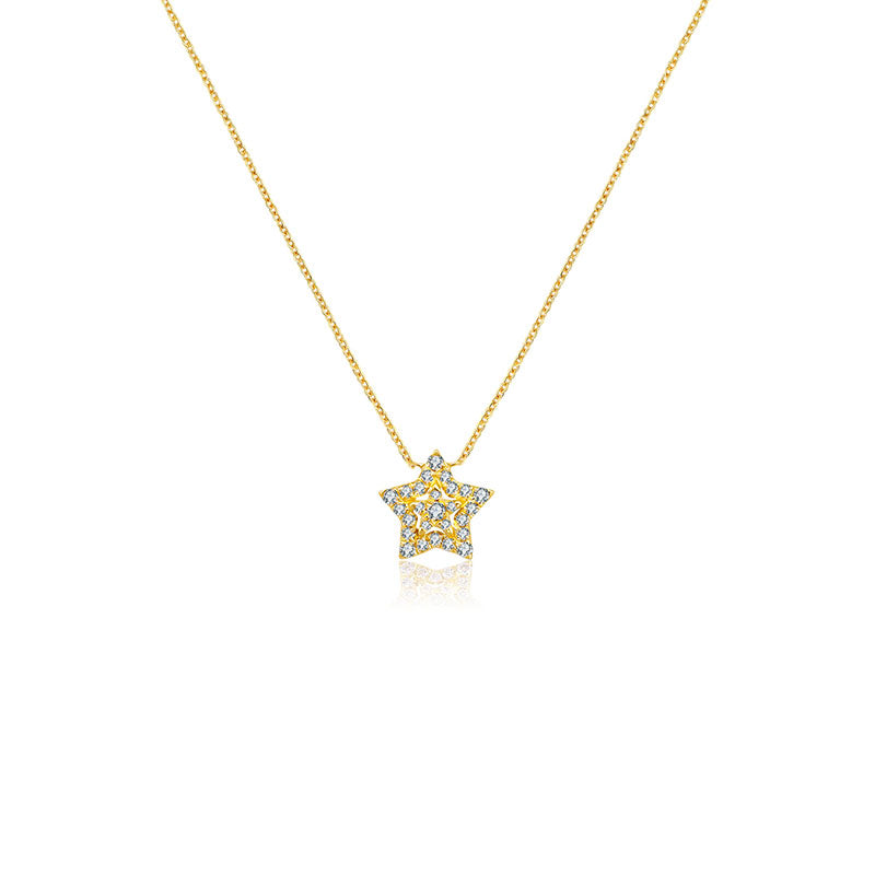 18k Gold Star Shape Diamond Necklace - Genevieve Collection