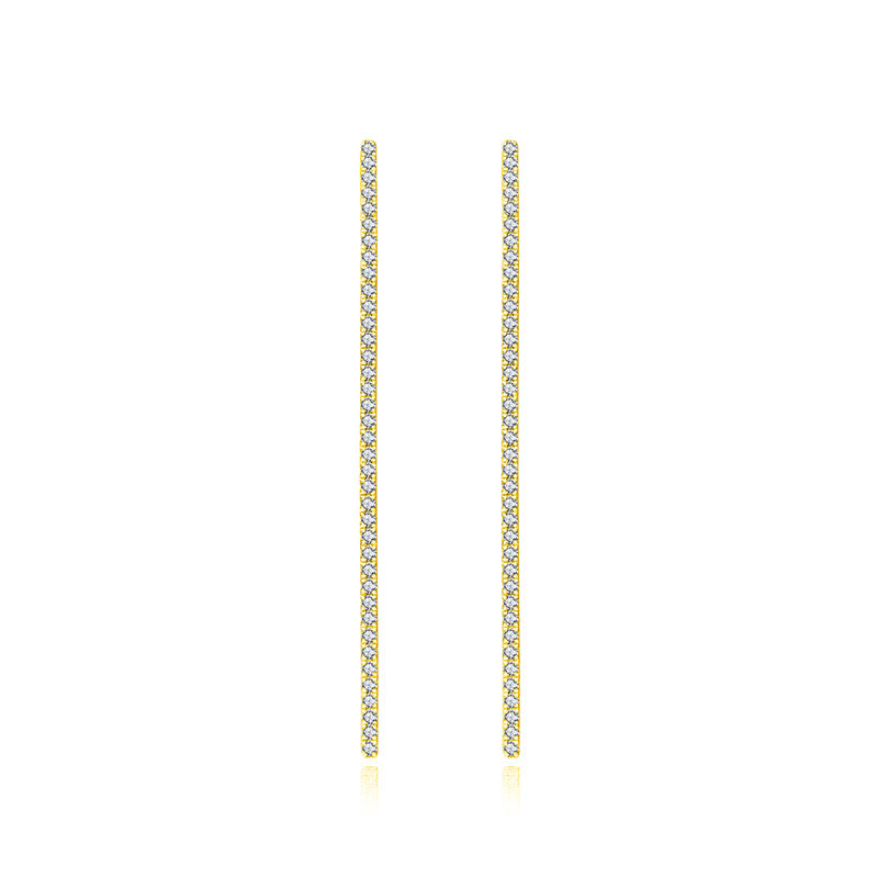 18k Gold Long Vertical Line Diamond Ear Cuff - Genevieve Collection