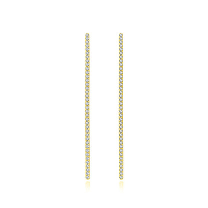 18k Gold Long Vertical Line Diamond Ear Cuff - Genevieve Collection