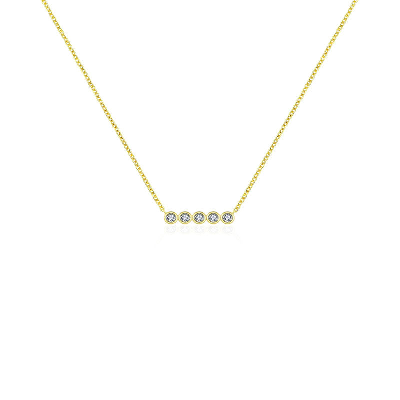 18k Gold Horizontal Dot Diamond Necklace - Genevieve Collection