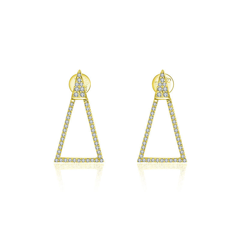 18k Gold Hollow Isosceles Triangle Diamond Earring - Genevieve Collection