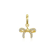 18k Gold Ribbon Bow Diamond Charms - Genevieve Collection