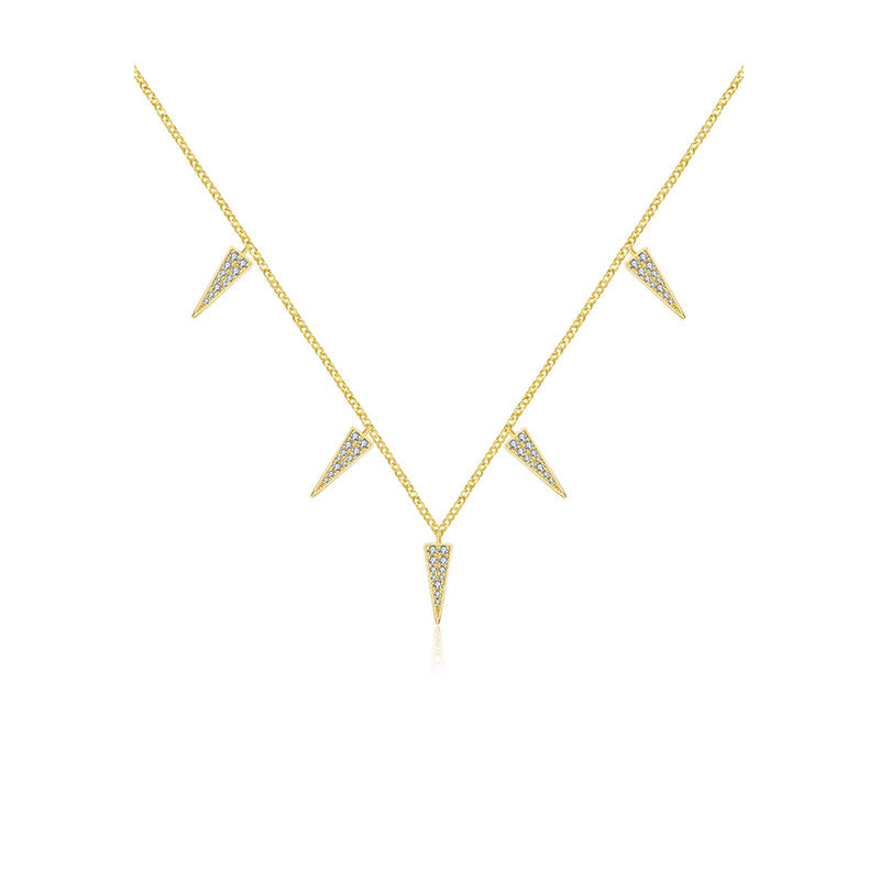 18k Gold Pointed Triangle Shape Diamond Necklace / Choker - Genevieve Collection