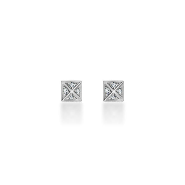 18k Gold Rhombus Shape Diamond Earring - Genevieve Collection