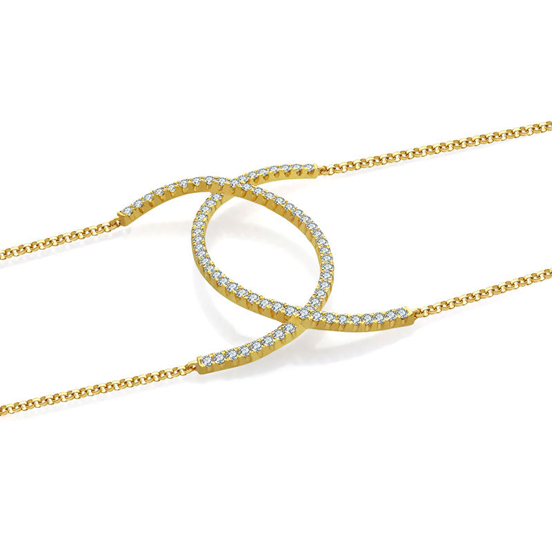 18k Gold Connected Curve Diamond Bracelet - Genevieve Collection