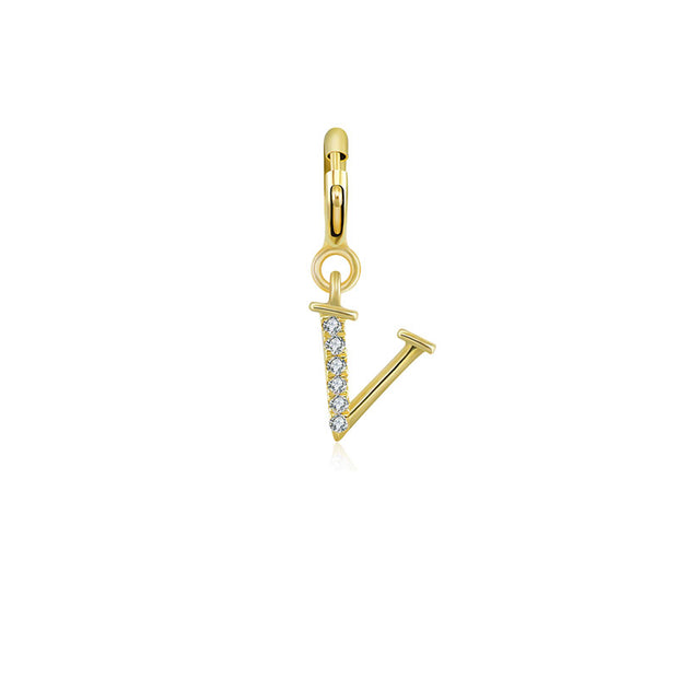 18k Gold Letter "V" Diamond Charms - Genevieve Collection