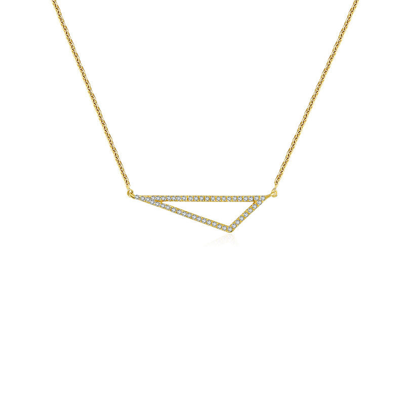 18k Gold Hollow Triangle Diamond Necklace - Genevieve Collection