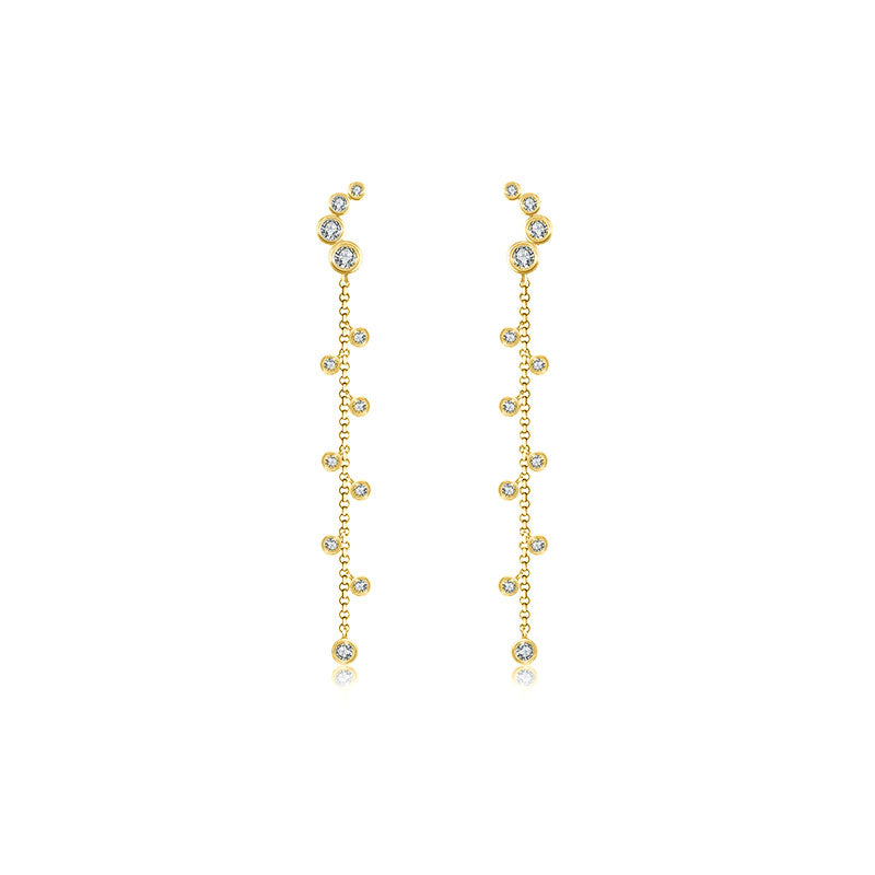 18k Gold Round Pattern Dangle Diamond Earring - Genevieve Collection