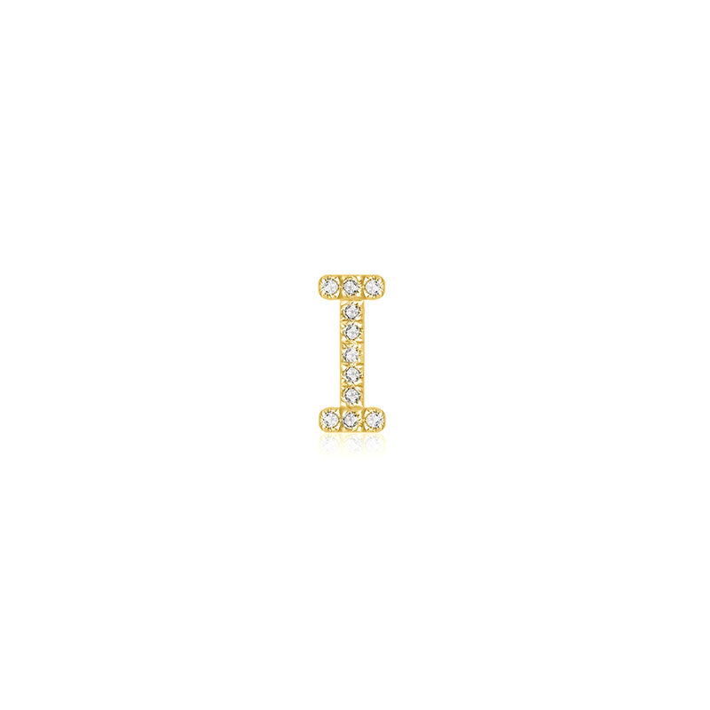 18k Gold Initial Letter "I" Diamond Pandent + Necklace - Genevieve Collection