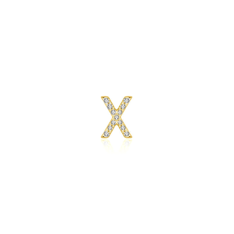 18k Gold Initial Letter "X" Diamond Pandent + Necklace - Genevieve Collection