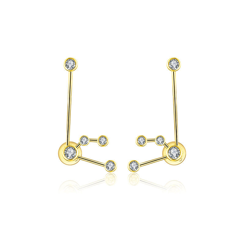 Aquarius Zodiac Constellation Earring 18k Gold & Diamond - Genevieve Collection