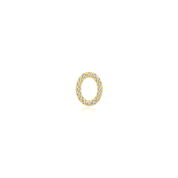 18k Gold Initial Letter "O" Diamond Pandent + Necklace - Genevieve Collection