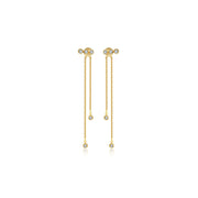 18k Gold Double Long Chain Diamond Earring - Genevieve Collection
