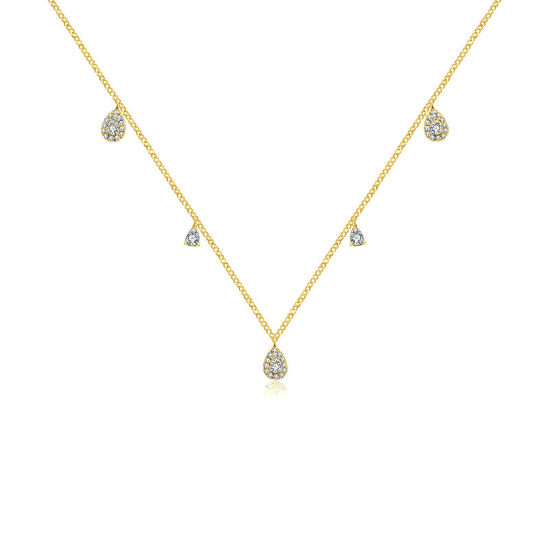 18k Gold Drop Shape Diamond Necklace / Choker - Genevieve Collection