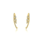 18k Gold Marquise Pattern Half Hoop Diamond Earring - Genevieve Collection
