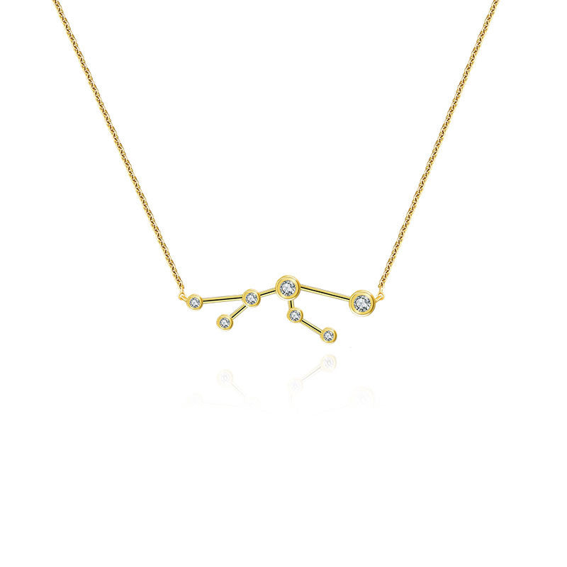 Taurus Zodiac Constellation Necklace 18k Gold & Diamond - Genevieve Collection