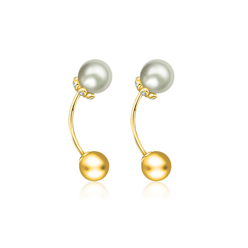 18k Gold 2 Ways Pearl Diamond Earring - Genevieve Collection