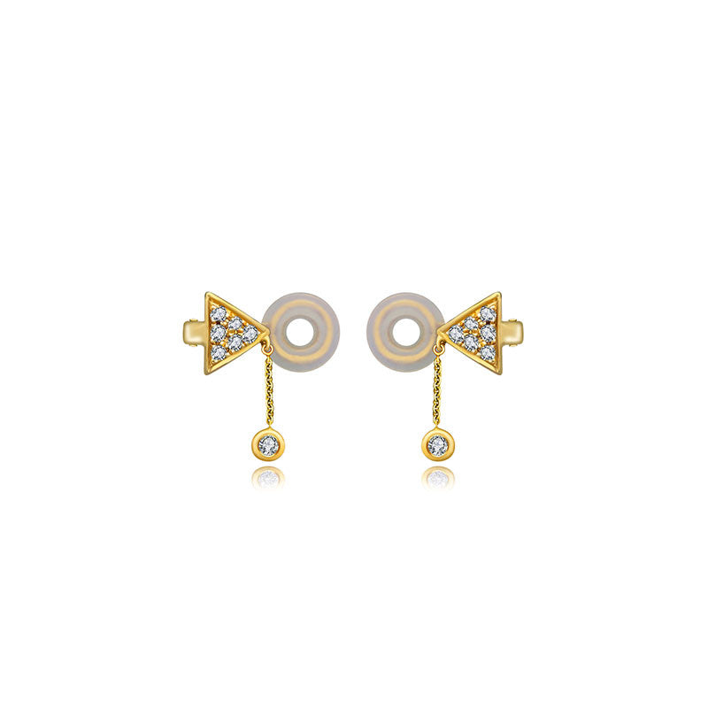 18k Gold Triangle Dangling Diamond Ear Cuff - Genevieve Collection
