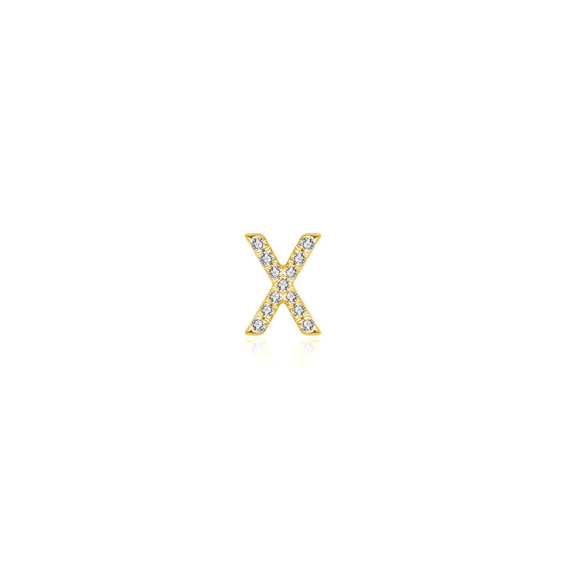 18k Gold Initial Letter "X" Diamond Pendant - Genevieve Collection