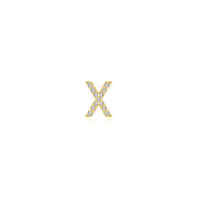 18k Gold Initial Letter "X" Diamond Pendant - Genevieve Collection