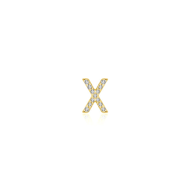 18k Gold Initial Letter "X" Diamond Pendant - Genevieve Collection