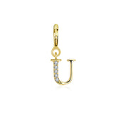 18k Gold Letter "U" Diamond Charms - Genevieve Collection