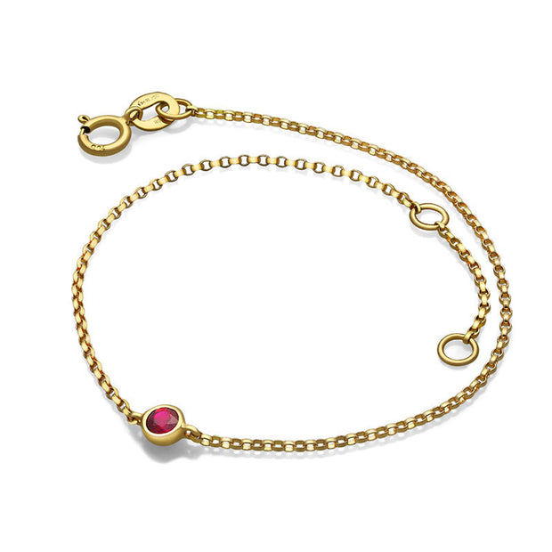 18k Gold July Birthstone Ruby Bracelet - Genevieve Collection