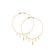 18k Gold Wire Style Hoop Diamond Earring with Titanium - Genevieve Collection