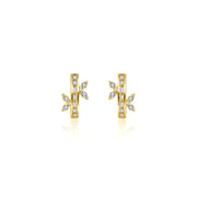 18k Gold Hoop Diamond Earring with Butterfly Pattern - Genevieve Collection