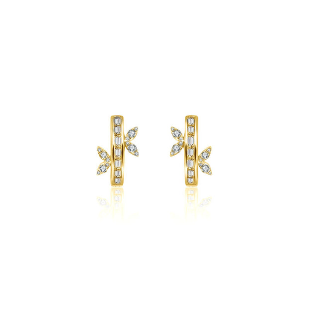 18k Gold Hoop Diamond Earring with Butterfly Pattern - Genevieve Collection