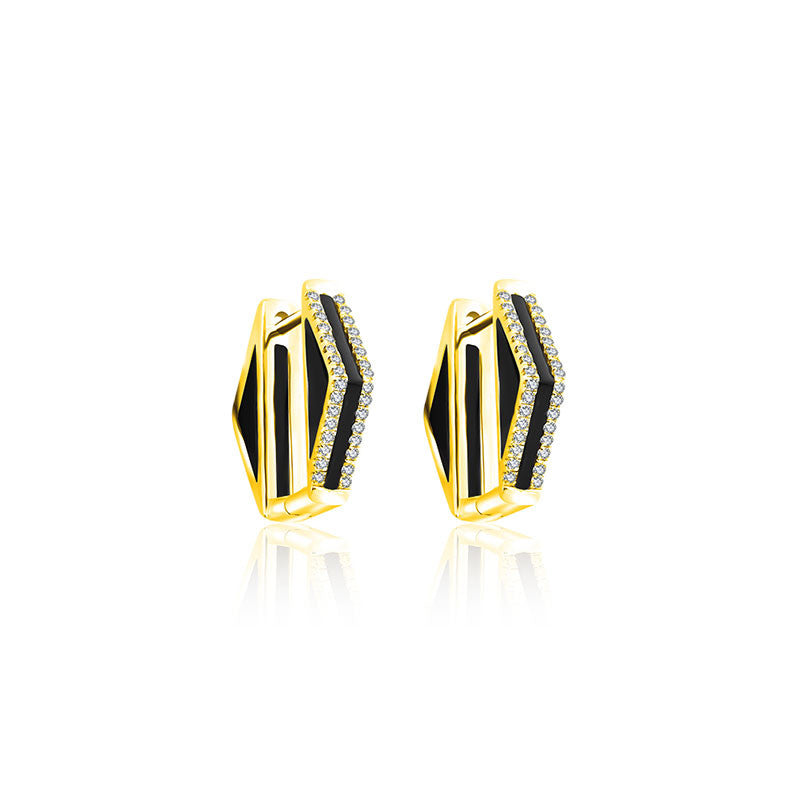 18k Gold Black Onyx Diamond Earring - Genevieve Collection