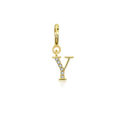 18k Gold Letter "Y" Diamond Charms - Genevieve Collection