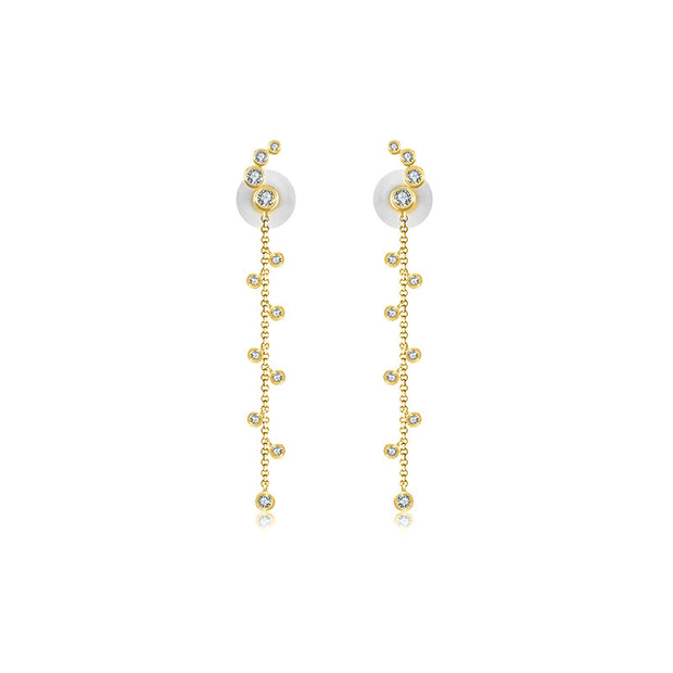 18k Gold Round Pattern Dangle Diamond Earring - Genevieve Collection