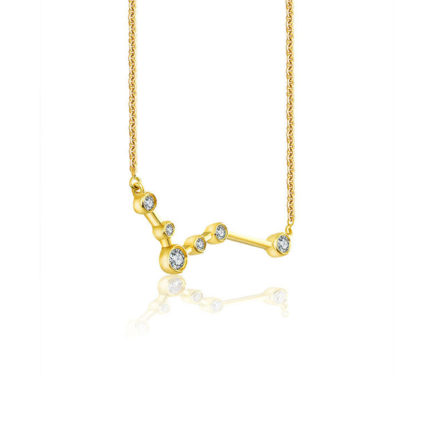 Pisces Zodiac Constellation Necklace 18k Gold & Diamond - Genevieve Collection
