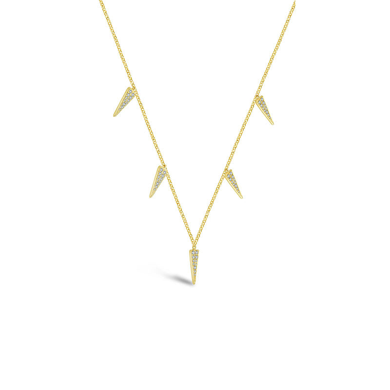 18k Gold Pointed Triangle Shape Diamond Necklace / Choker - Genevieve Collection