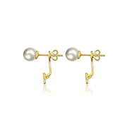 18k Gold Pearl With Triangle Ear Jacket Earring - Genevieve Collection