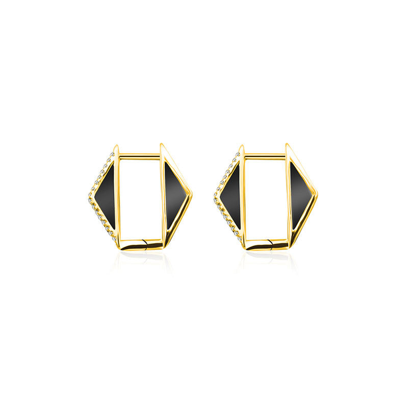 18k Gold Black Onyx Diamond Earring - Genevieve Collection