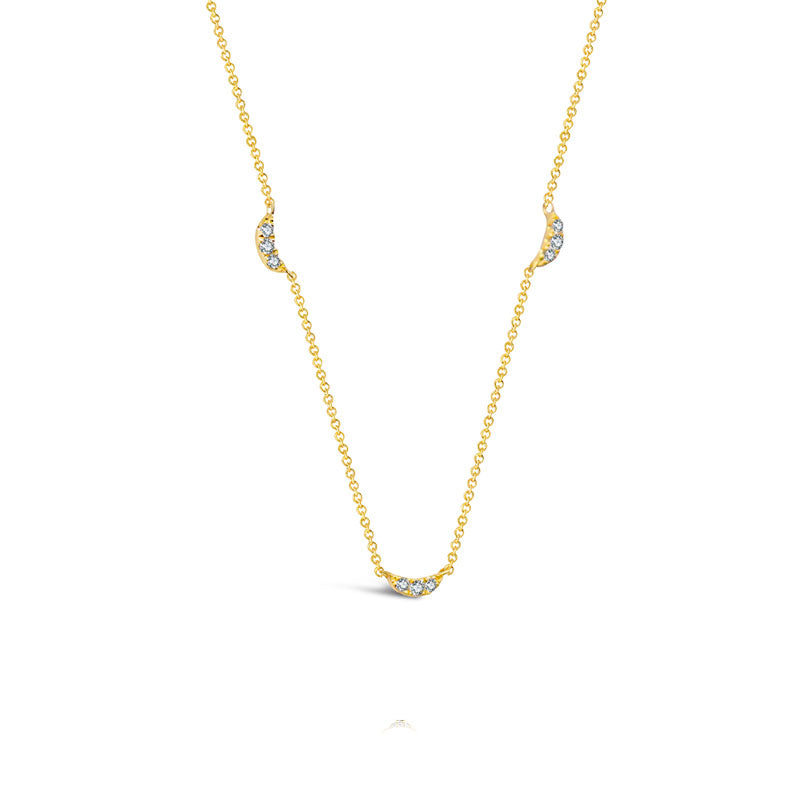 18k Gold Moon Shape Diamond Necklace / Choker - Genevieve Collection