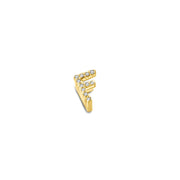 18k Gold Initial Letter "F" Diamond Pandent + Necklace - Genevieve Collection