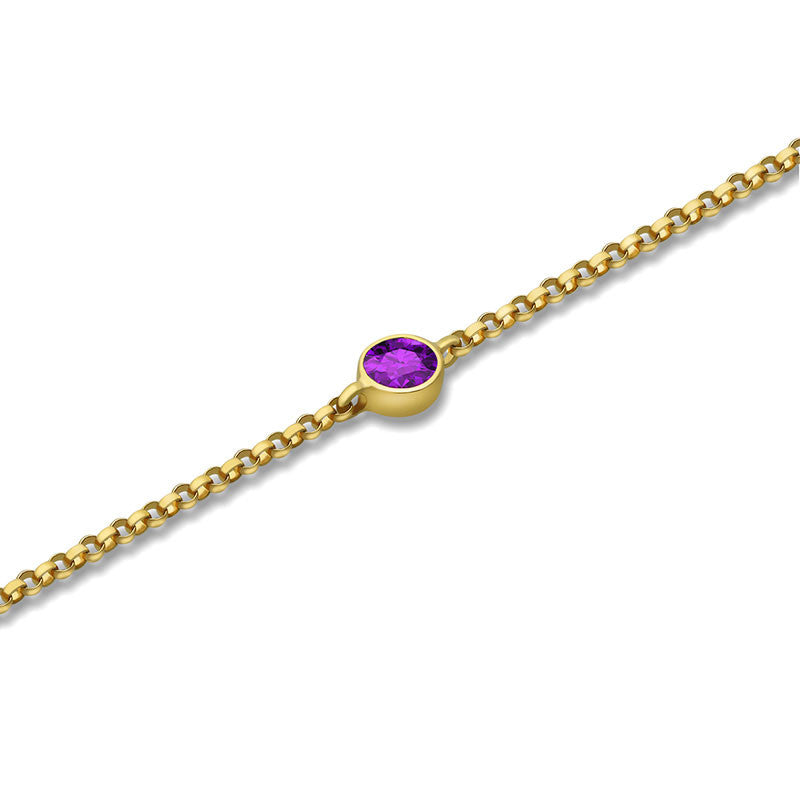 18k Gold February Birthstone Amethyst Bracelet - Genevieve Collection