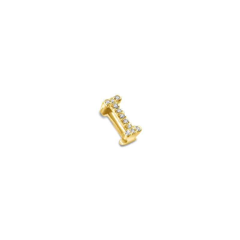 18k Gold Initial Letter "I" Diamond Pandent + Necklace - Genevieve Collection