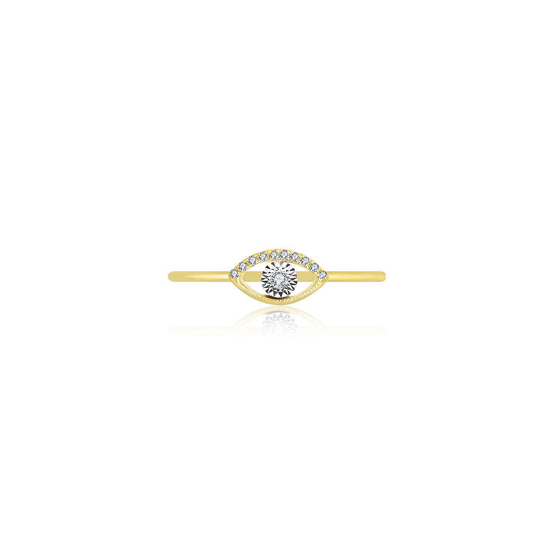 18k Gold Eye Shape Diamond Ring - Genevieve Collection